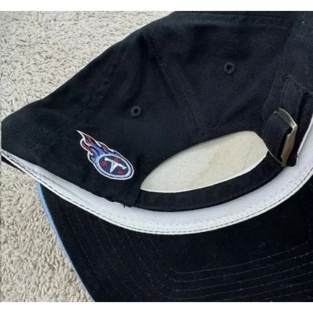 Tennessee Titans Hat Annco Black Strapback Red Circled Spellout Vtg NFL Cap NOS*